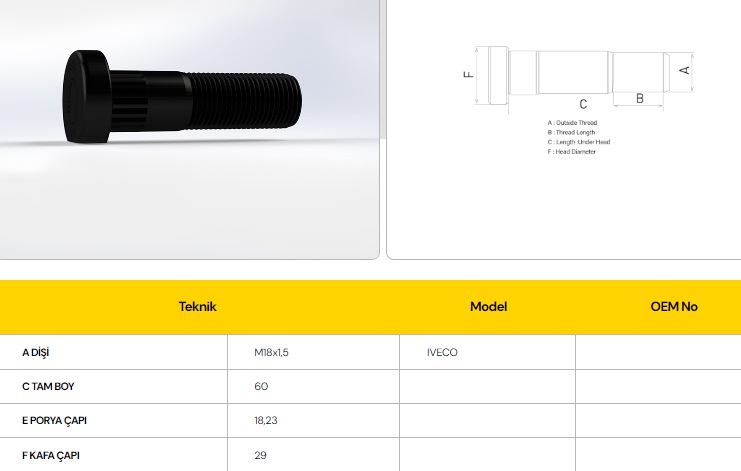 BİJON İVECO 85-12 DİSK 60 MM